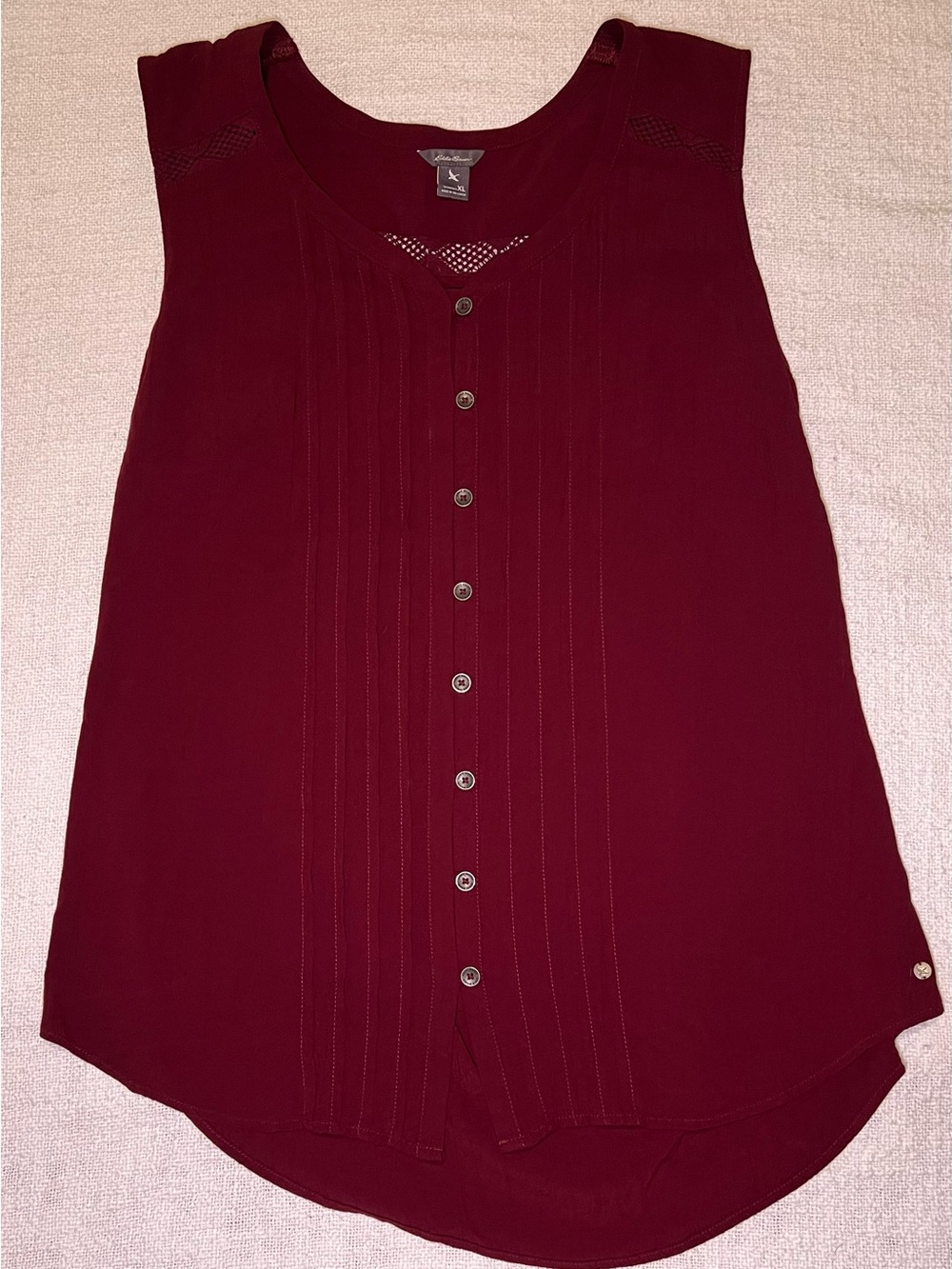 Eddie Bauer Women’s Sleeveless Office Button-Down Blouse in Wine